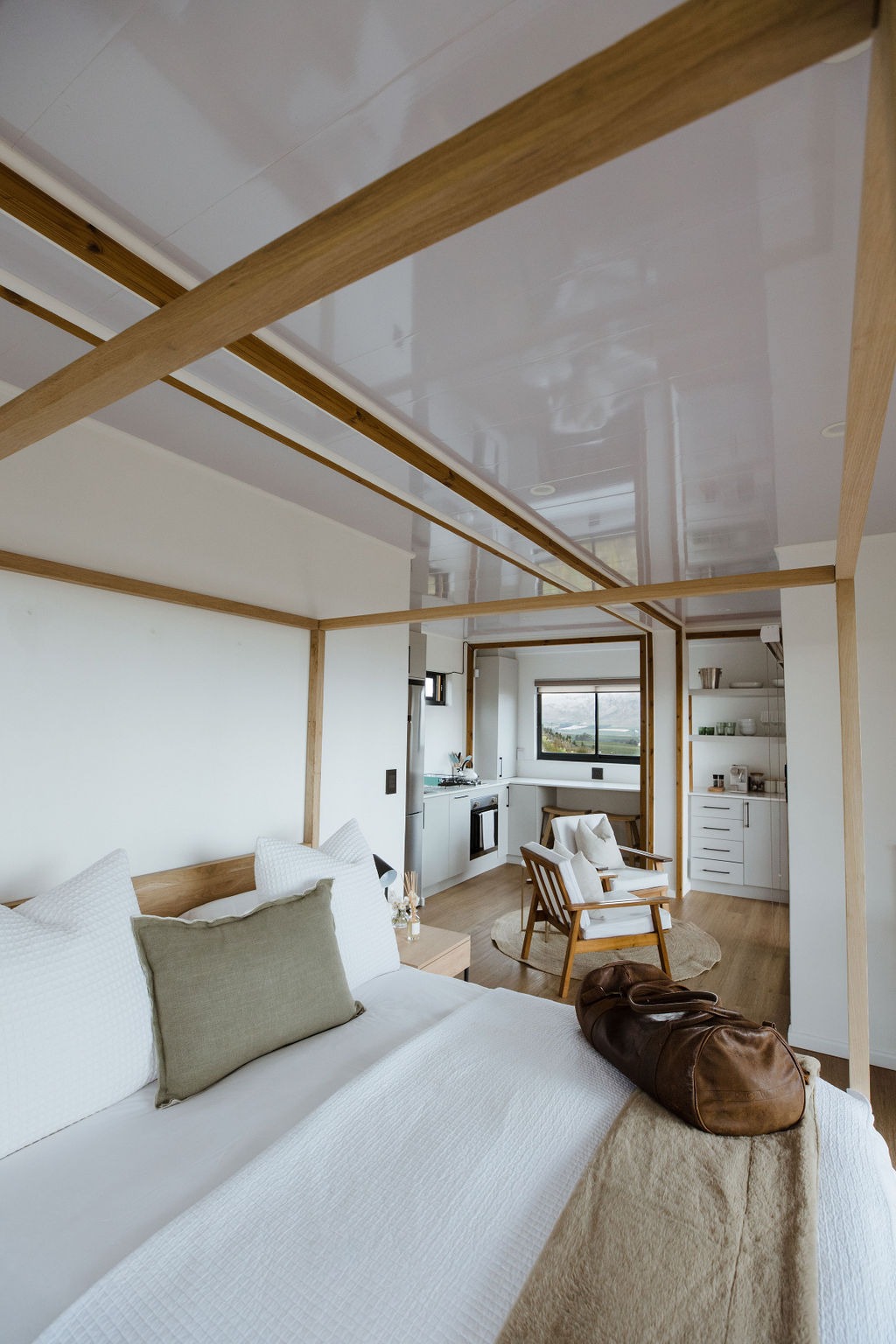 Bright interior of a Mountain Eco Pod