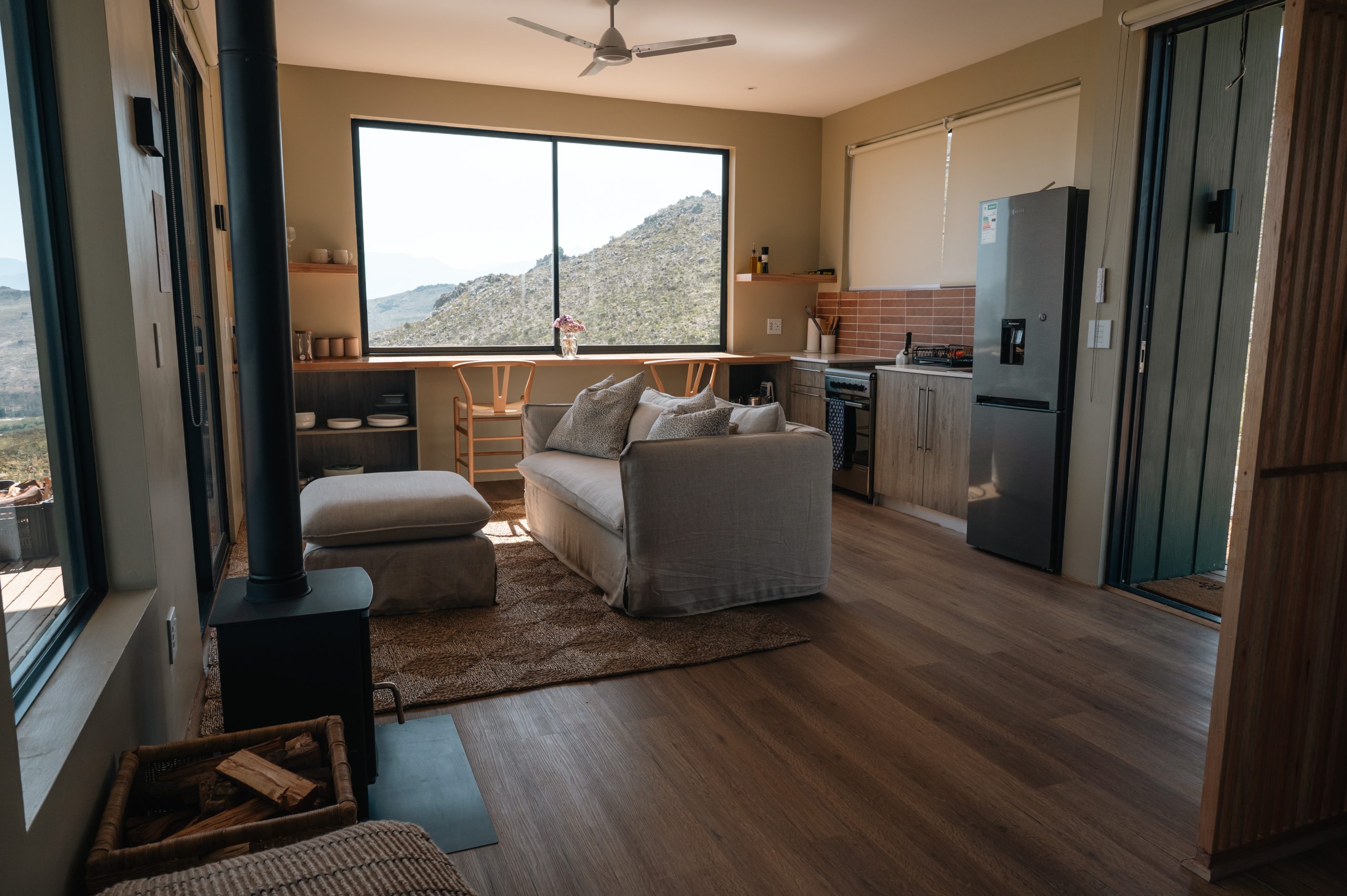 Open-plan living space inside Sola Pod