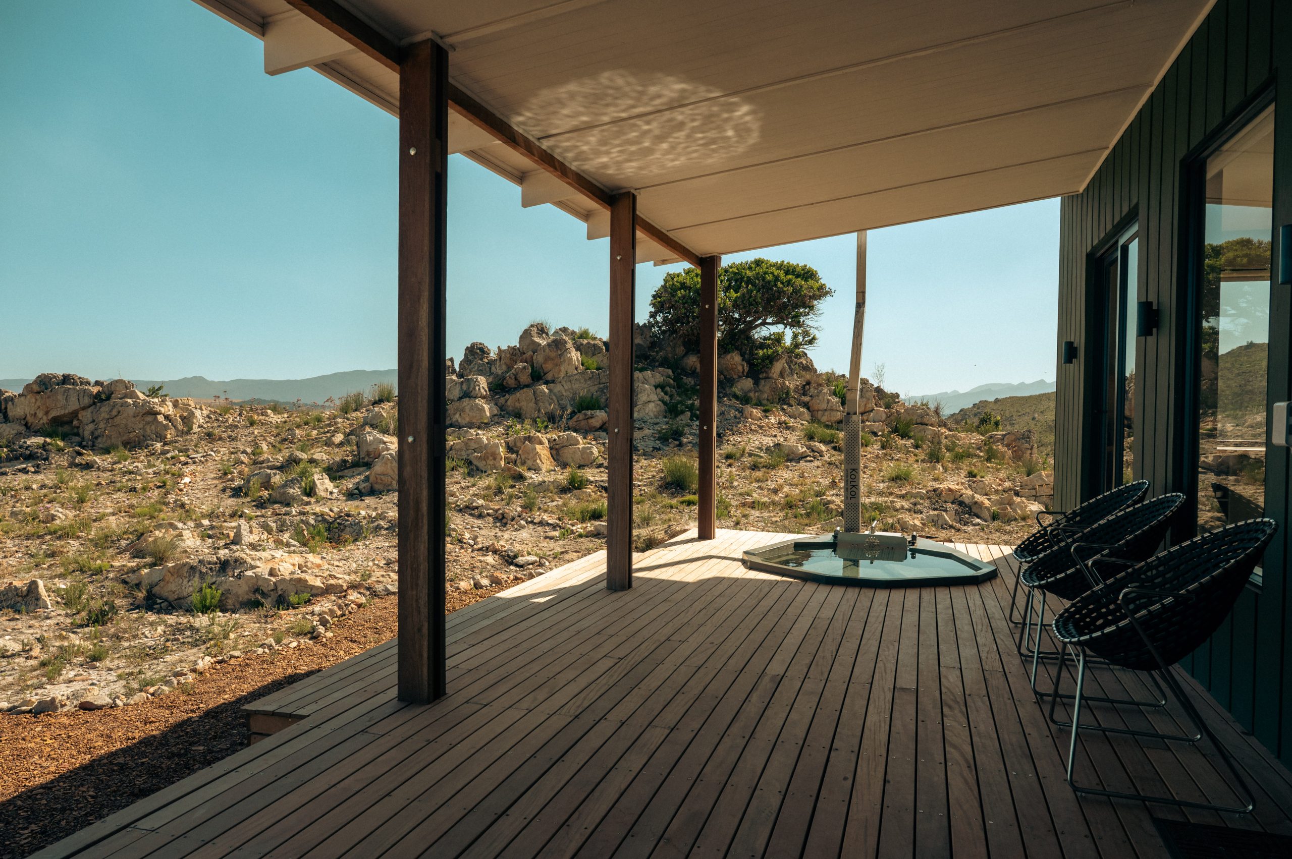 Expansive private deck at Mira Pod